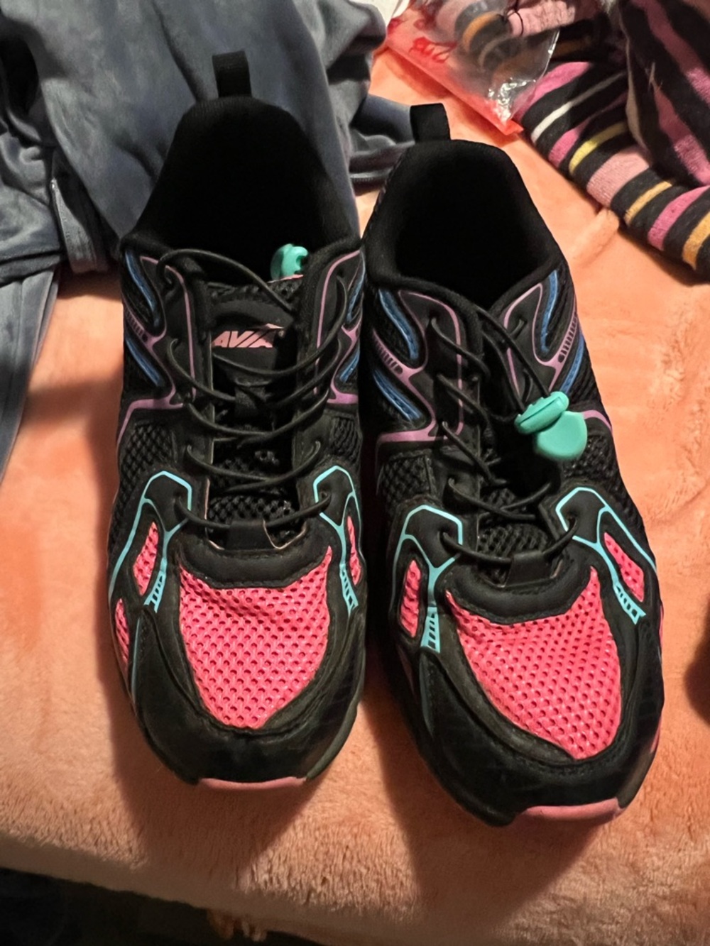 Avia Kids Black Pink Teal Athletic Sneakers